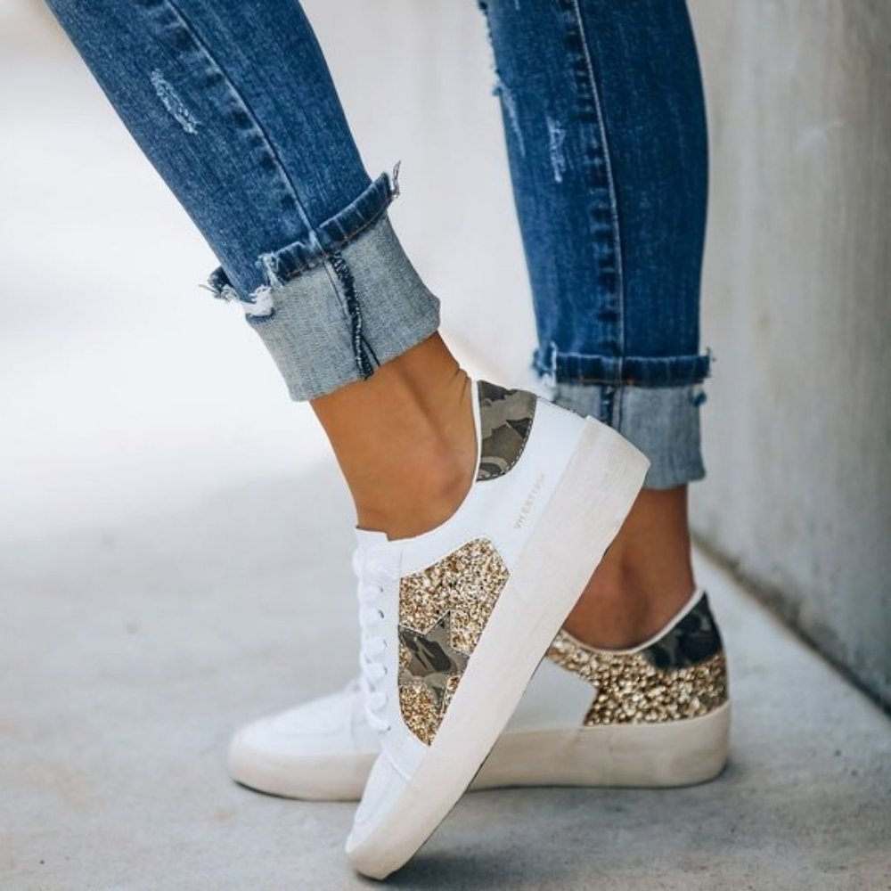 Vici Hide + Chic Faux Leather Glitter Smeakers